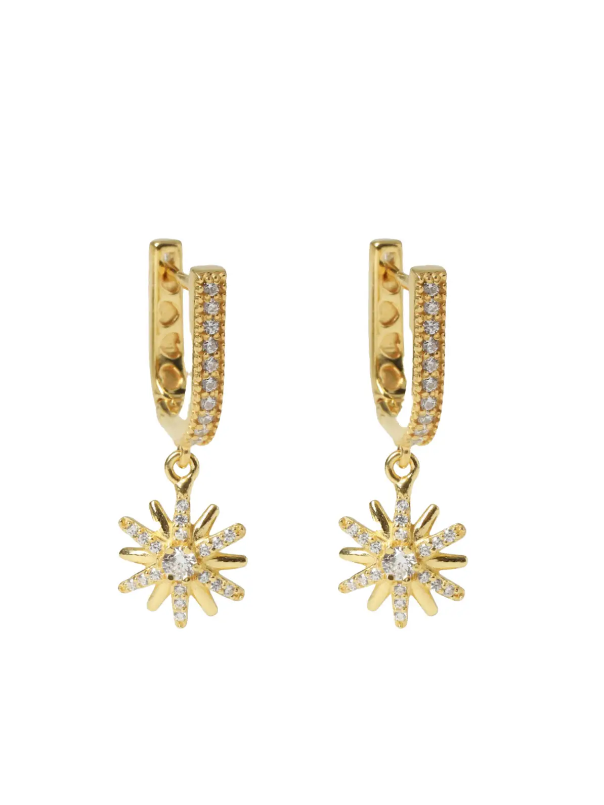 Pair of gold earrings with diamonte details 