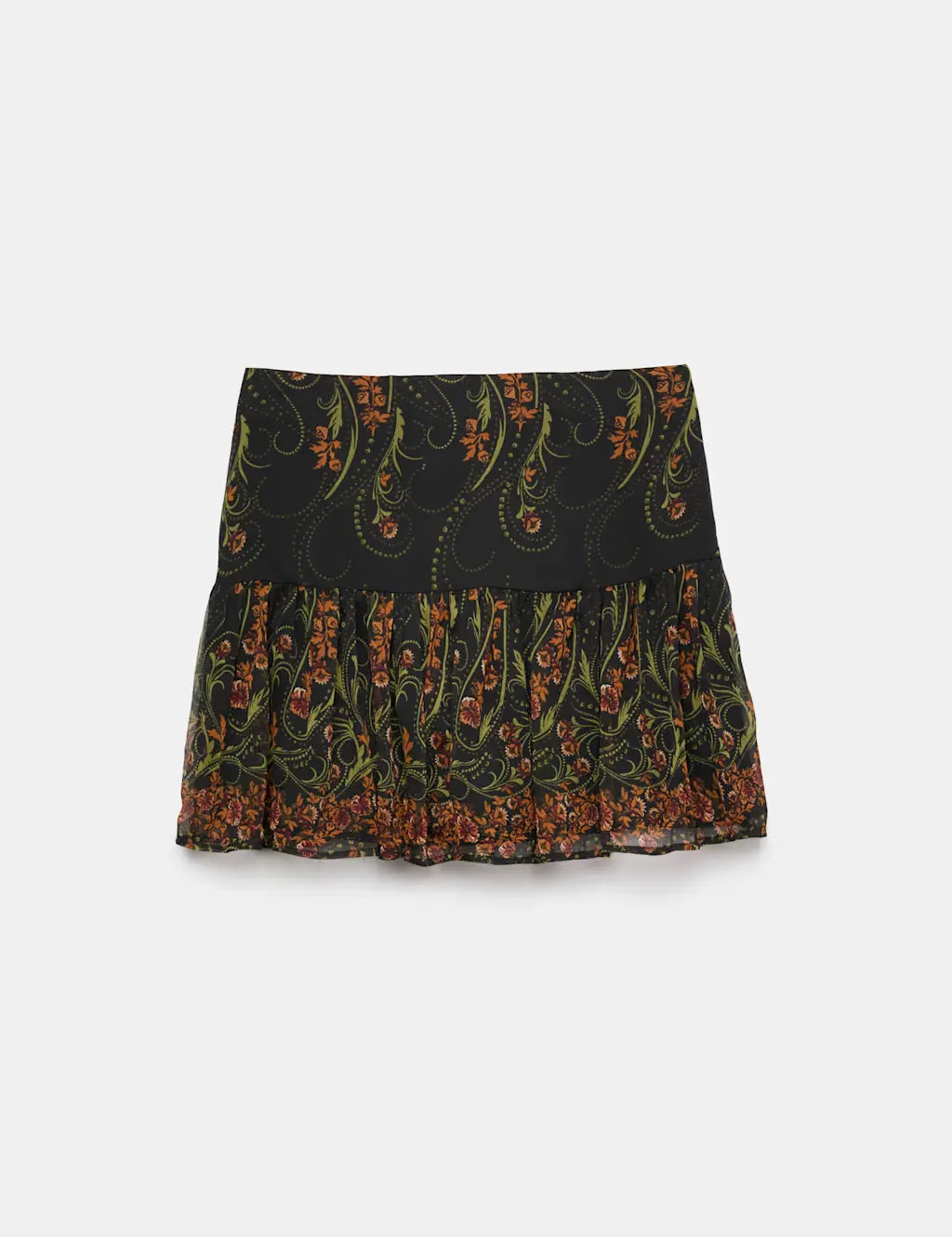 Floral High Waisted Mini Tiered Skirt