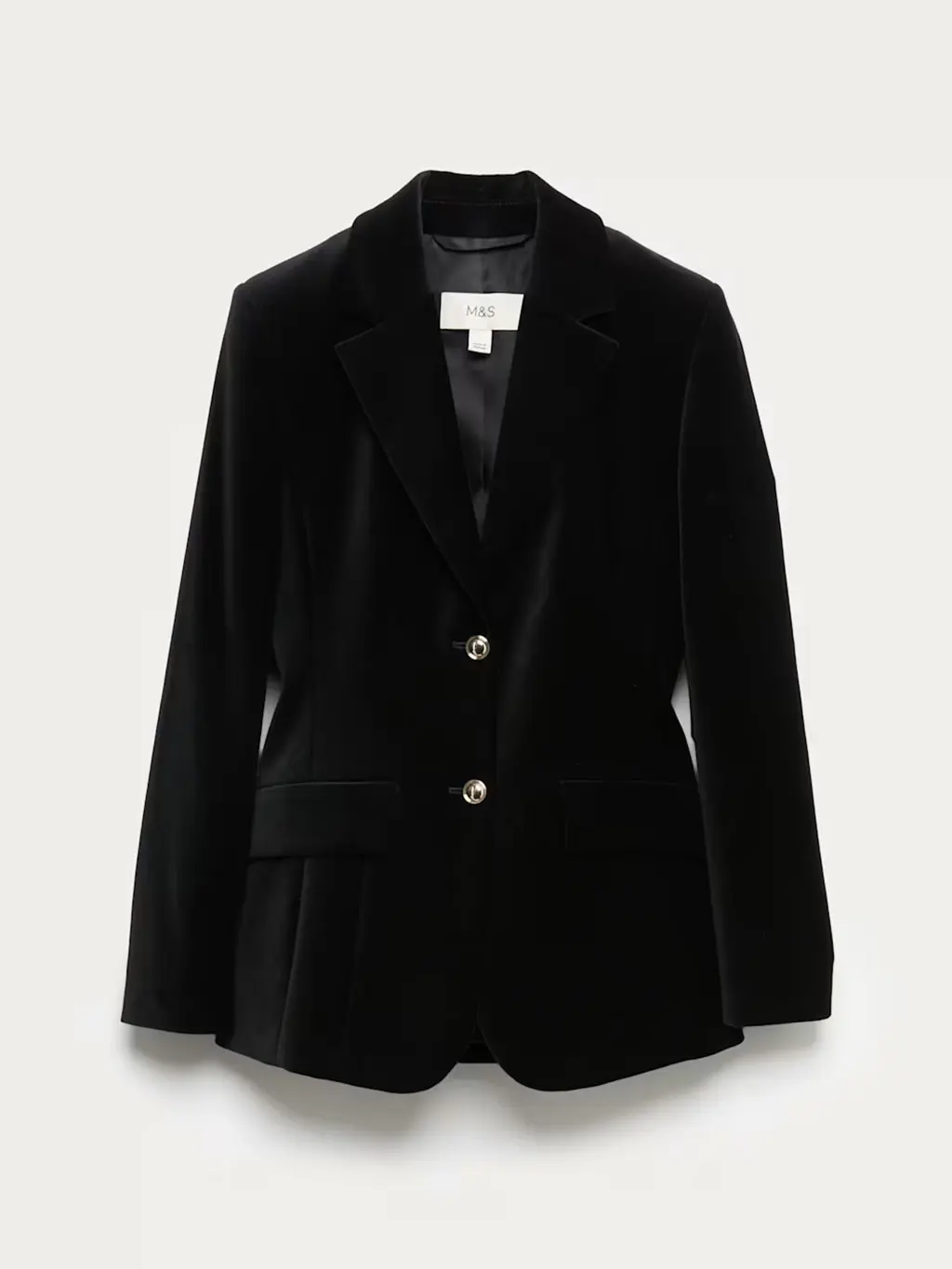 Black velvet single-breasted blazer