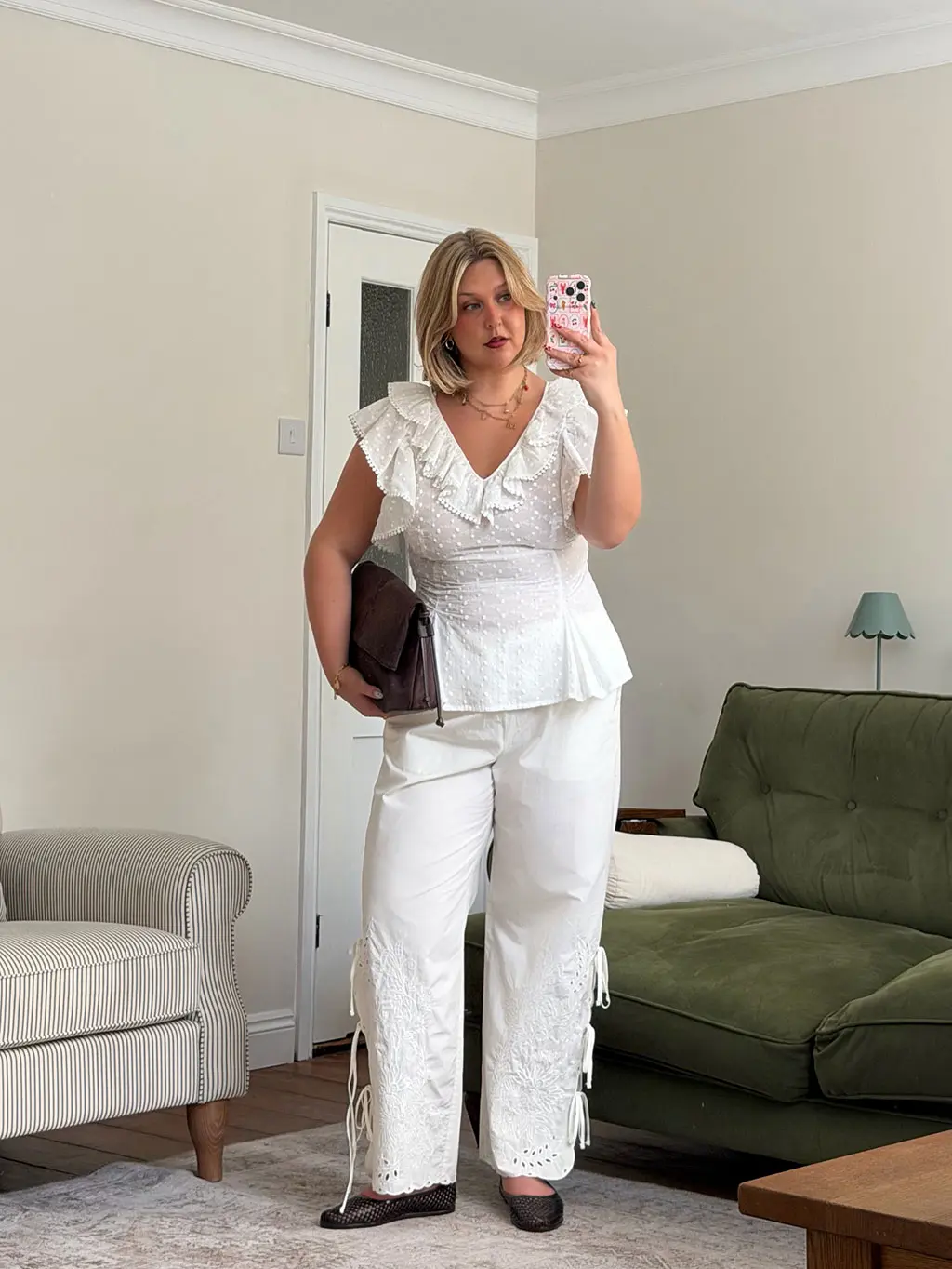 Woman in white outfit