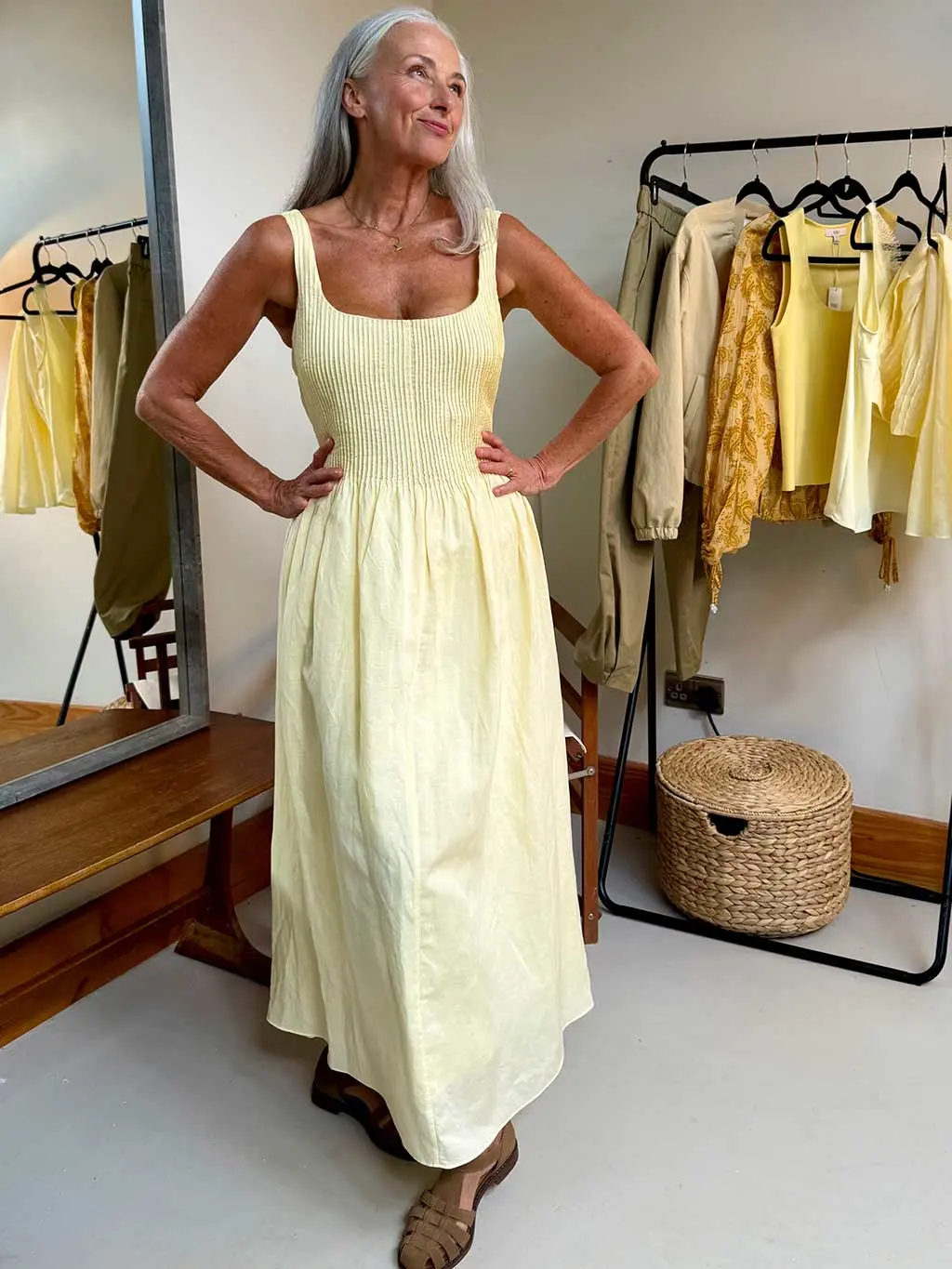 Woman in yellow dress