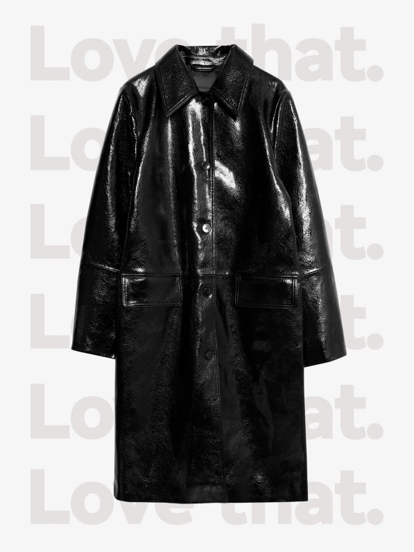 Black patent leather coat by Autograph
