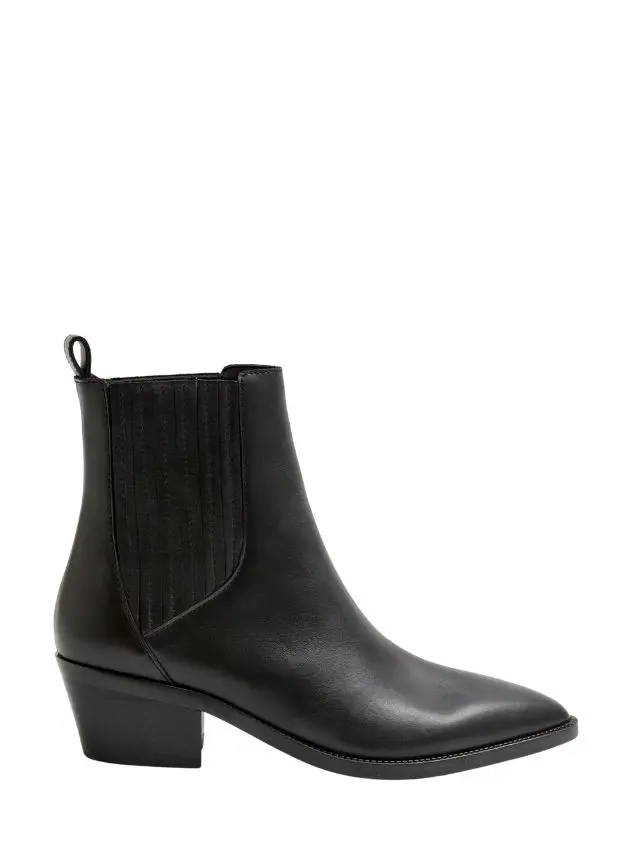 A black leather ankle cowboy boot by M&S