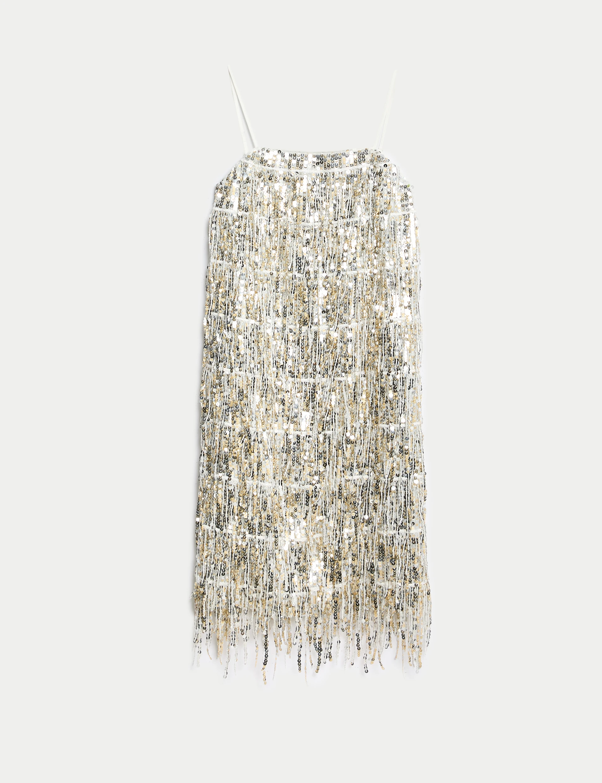 Gold fringed sequin party dress
