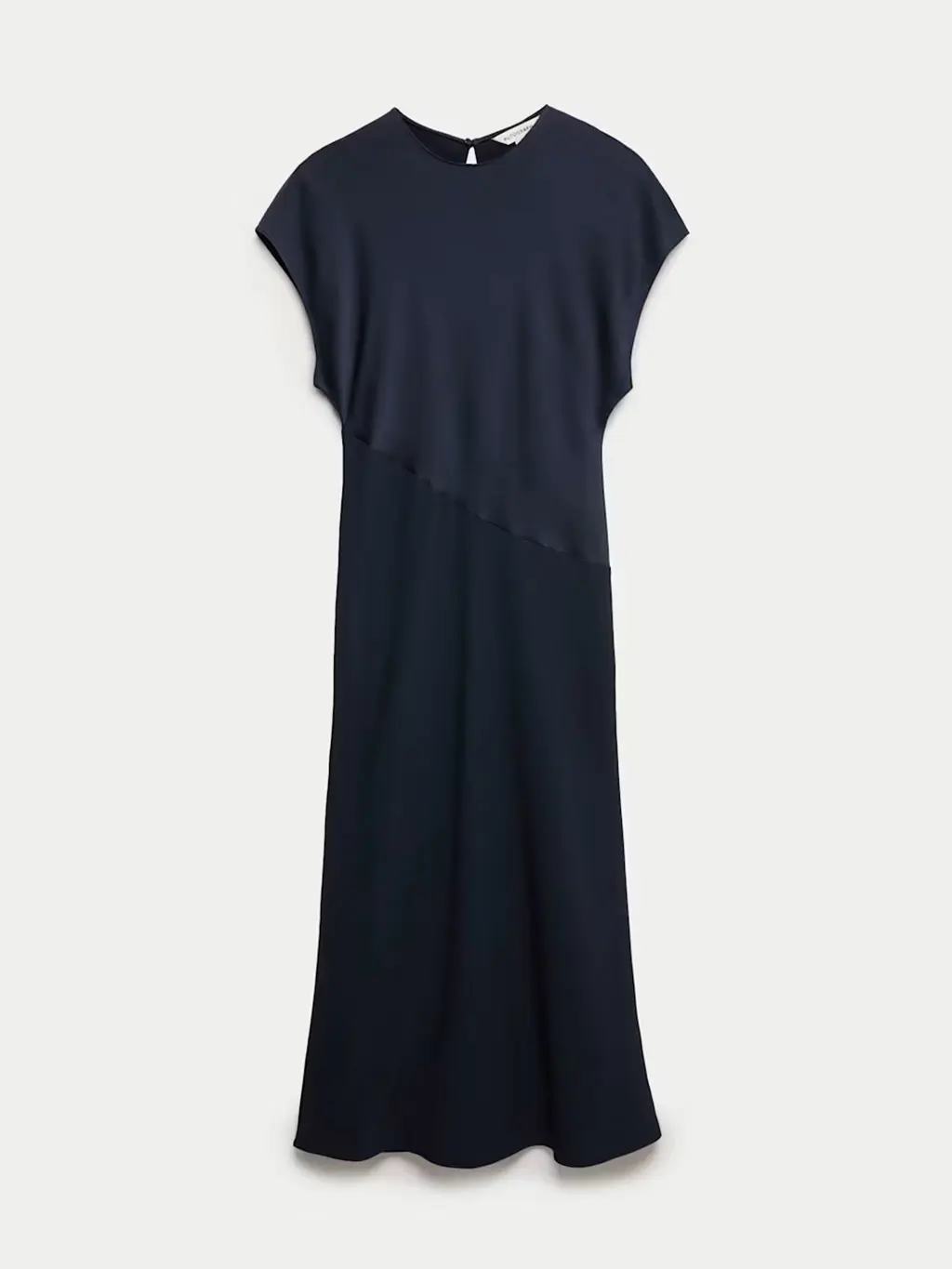Navy satin crepe midaxi dress