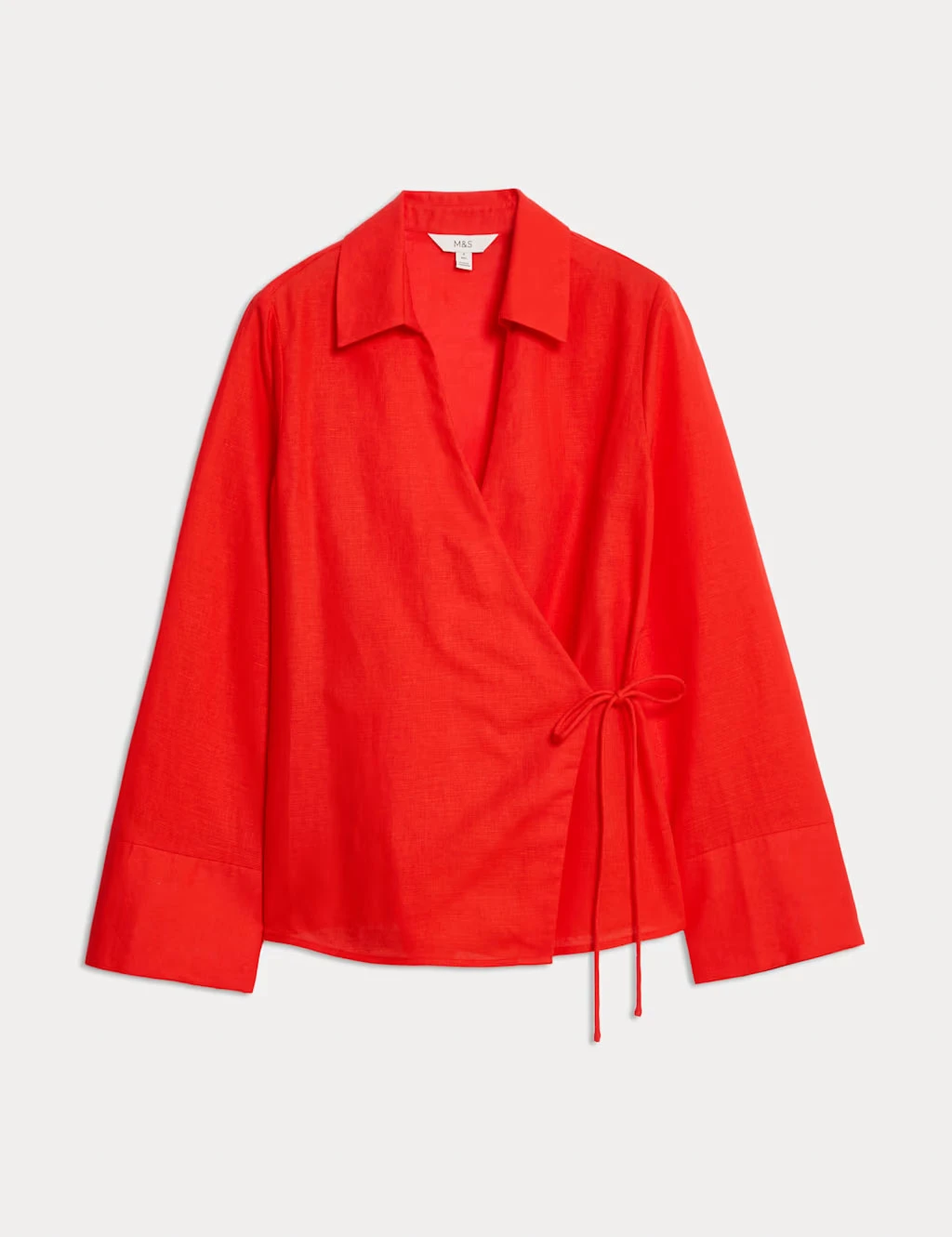 Red linen wrap top