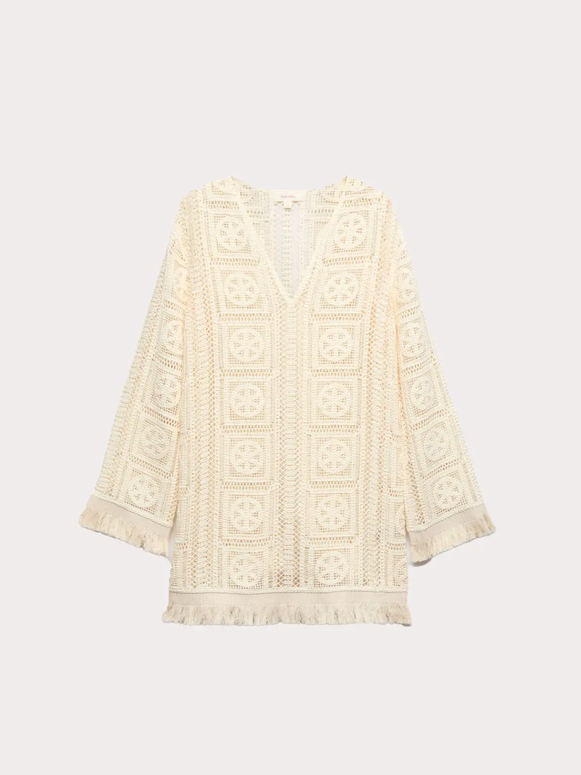 Crochet cream mini dress