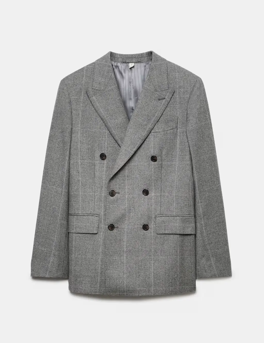 Tailored Fit Pure Wool Double Breasted Check Jacket
