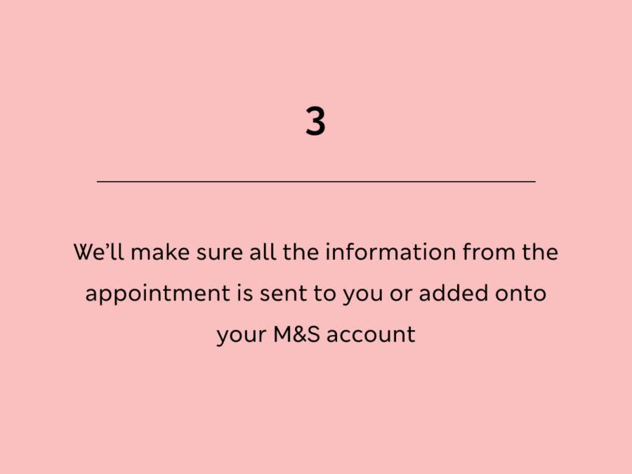 Step 3 - Information from your appointment is added to your M&S account