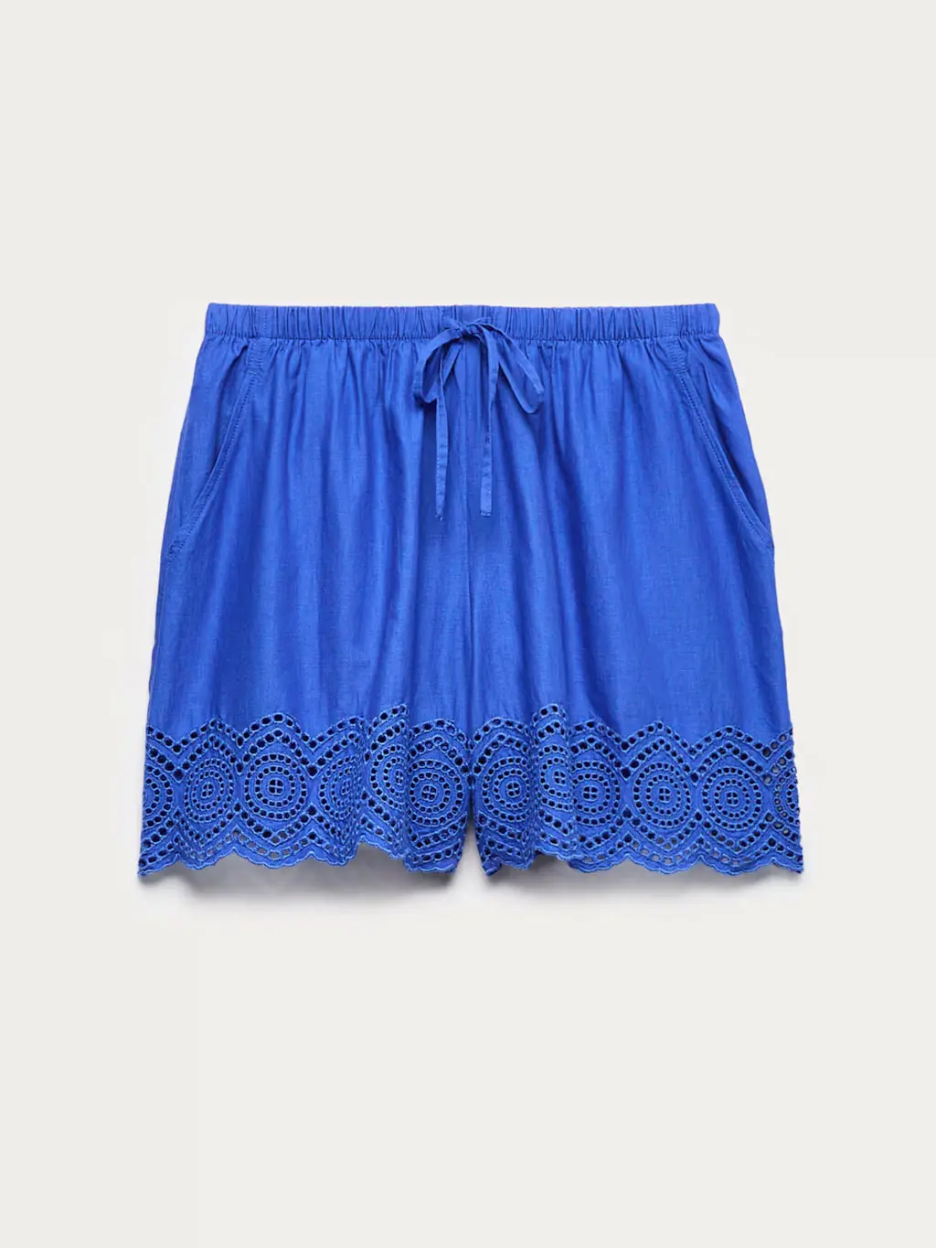 Blue lace-trimmed shorts