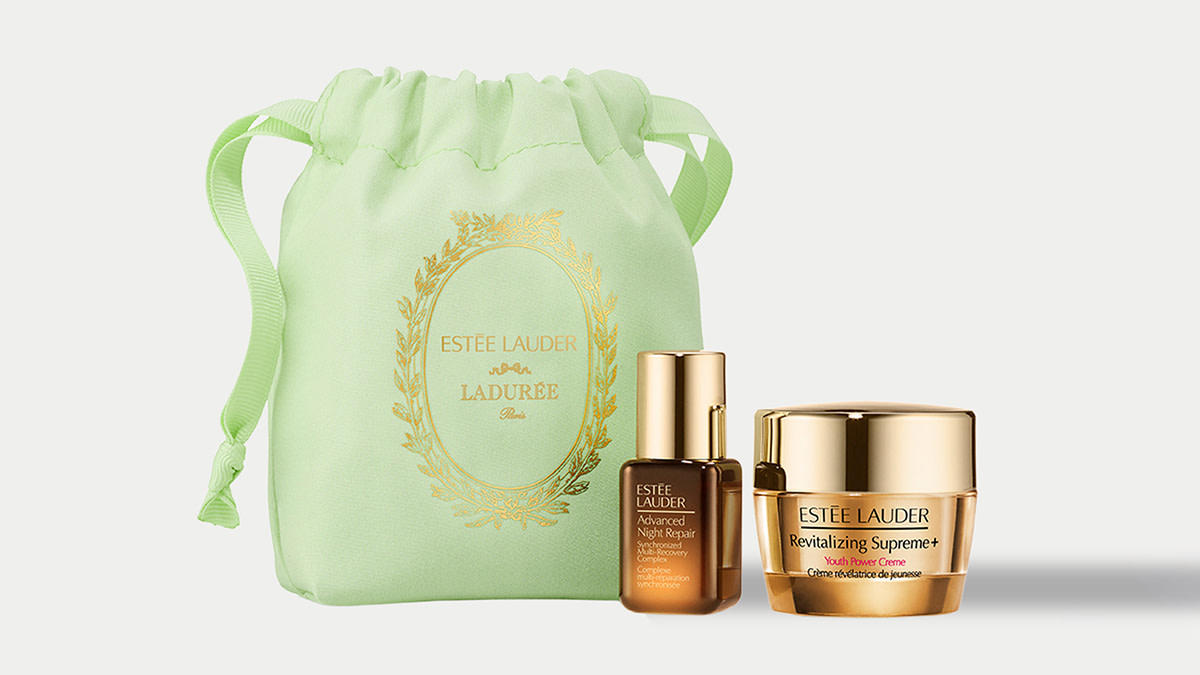 Receive a free Estée Lauder X Ladurée 2-piece gift set when you buy two Estée Lauder products. Shop now