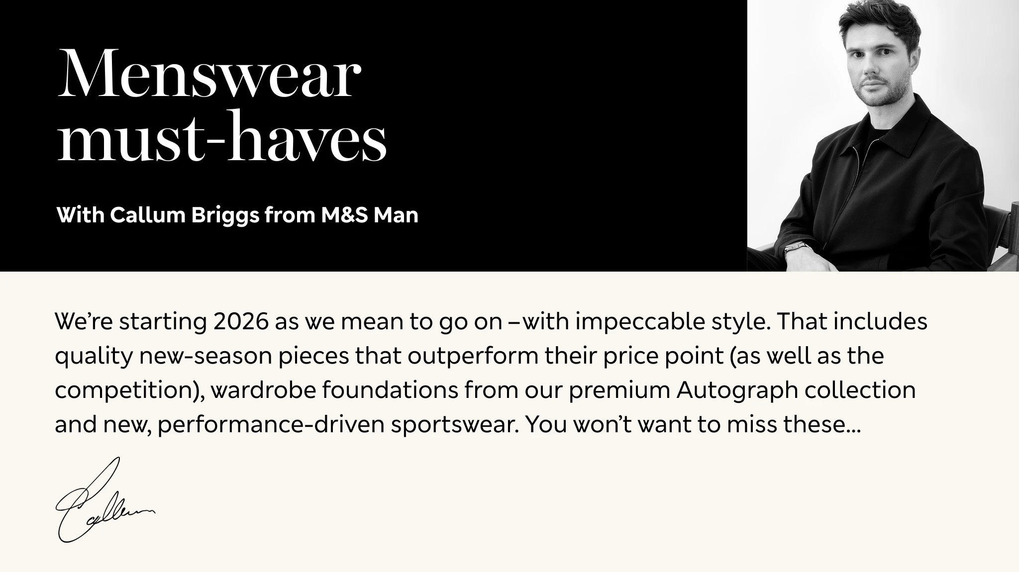 Callum Briggs head of M&S menswear design