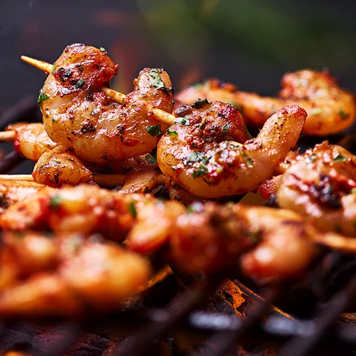 Grilled prawn skewers