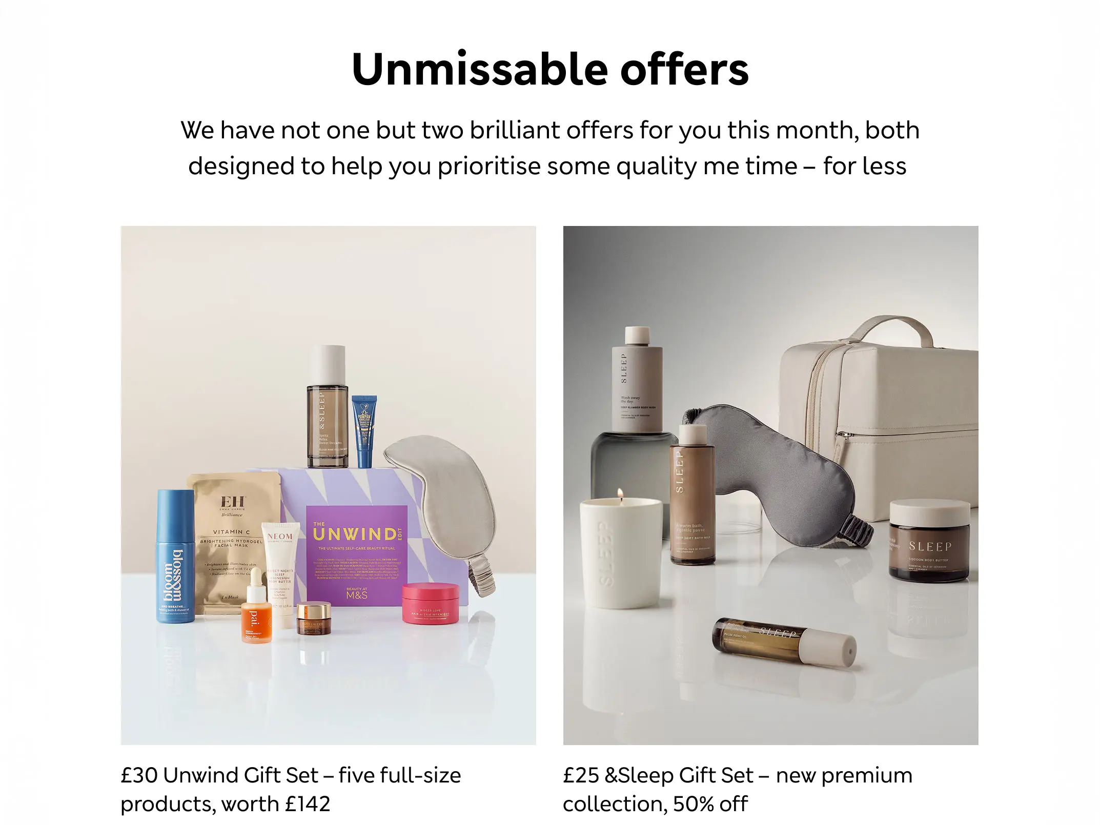 The M&S Wellness box, The Unwind Edit and &Sleep gift bag