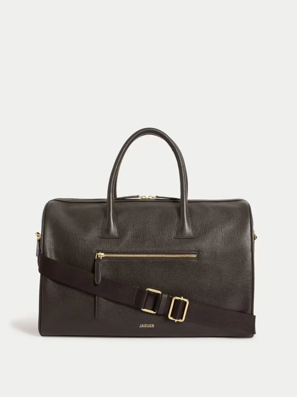 Jaeger's brown leather holdall with gold-tone hardware
