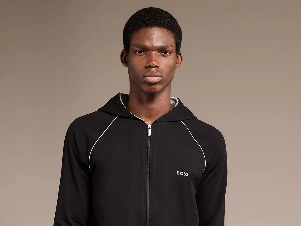 Man wearing HUGO BOSS tracksuit