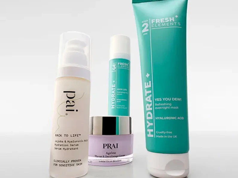 Group of skincare products that contain hyaluronic acid.