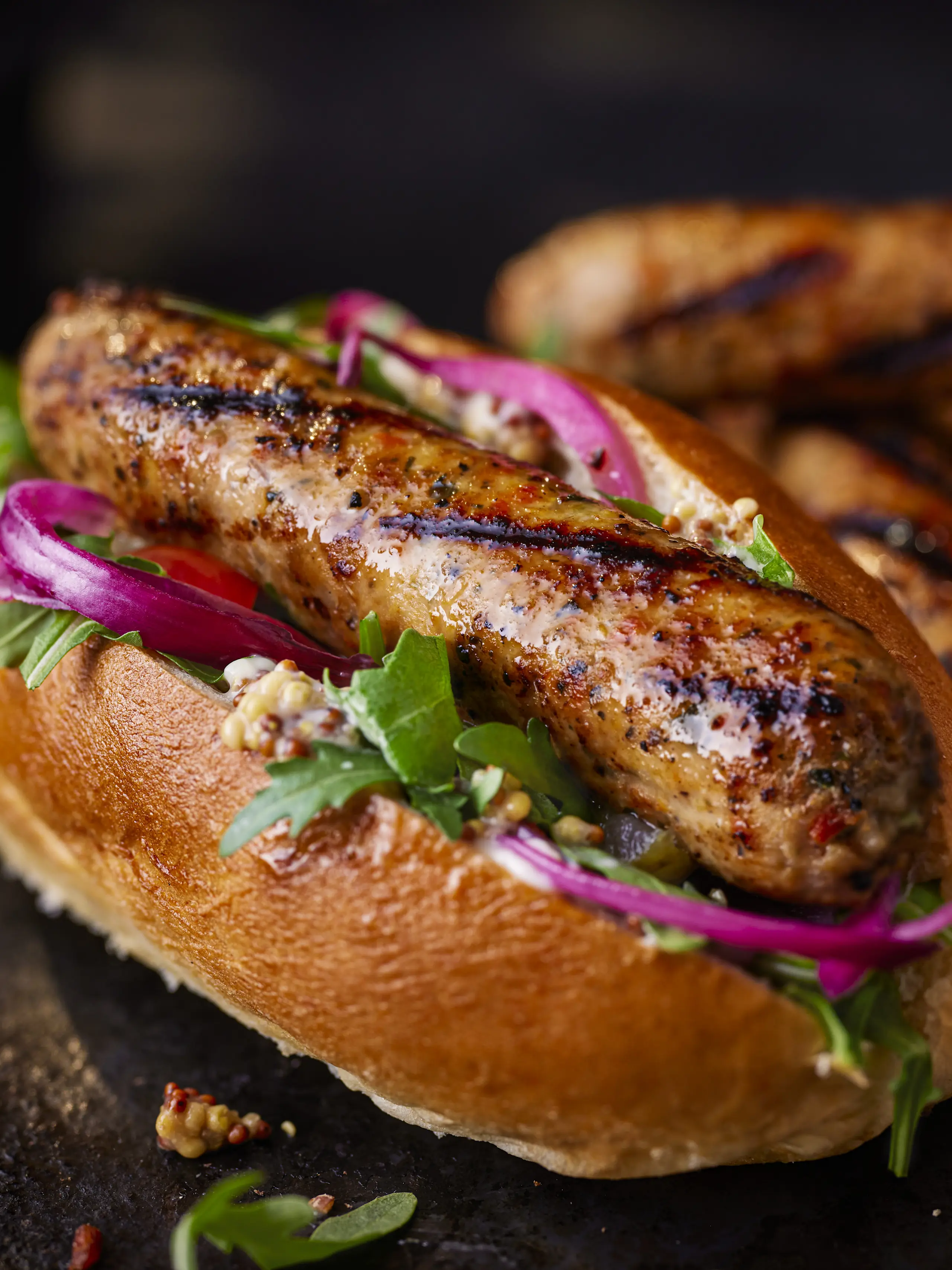 Chicken hot dog in bun