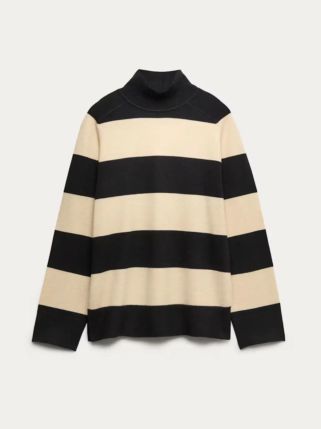 Striped funnel neck jumper