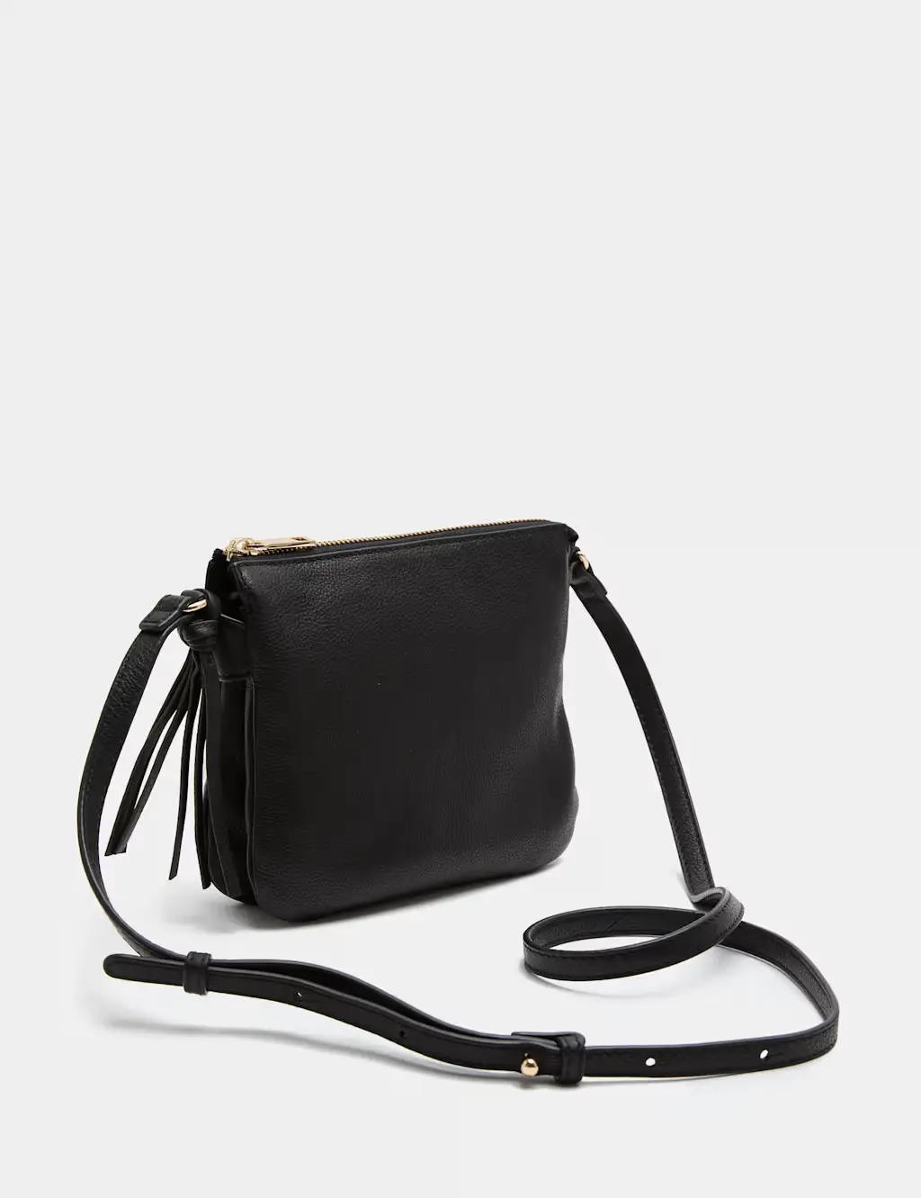 Tassel Leather Textured Cross Body Bag