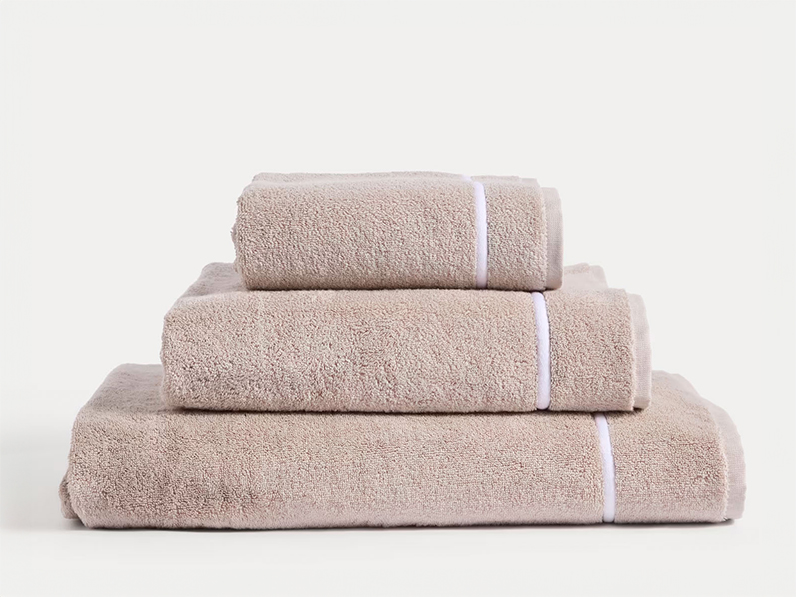 Taupe baretta-stitch towel bale from the Kelly Hoppen x M&S collection