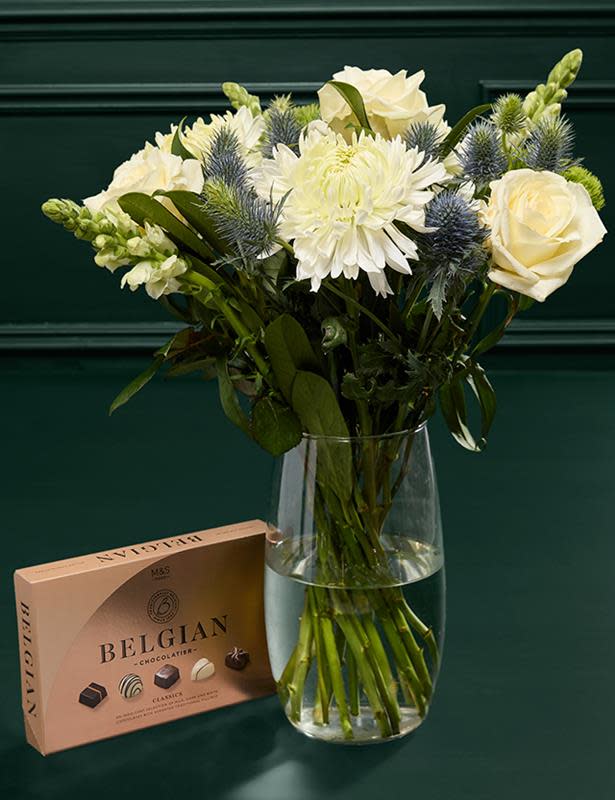 Rose & Thistle Bouquet with Belgian Chocolates
