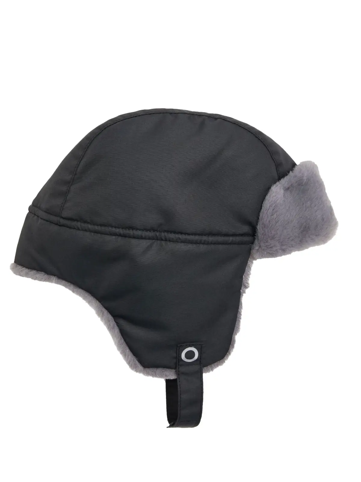 Kid's black winter hat with faux fur lining