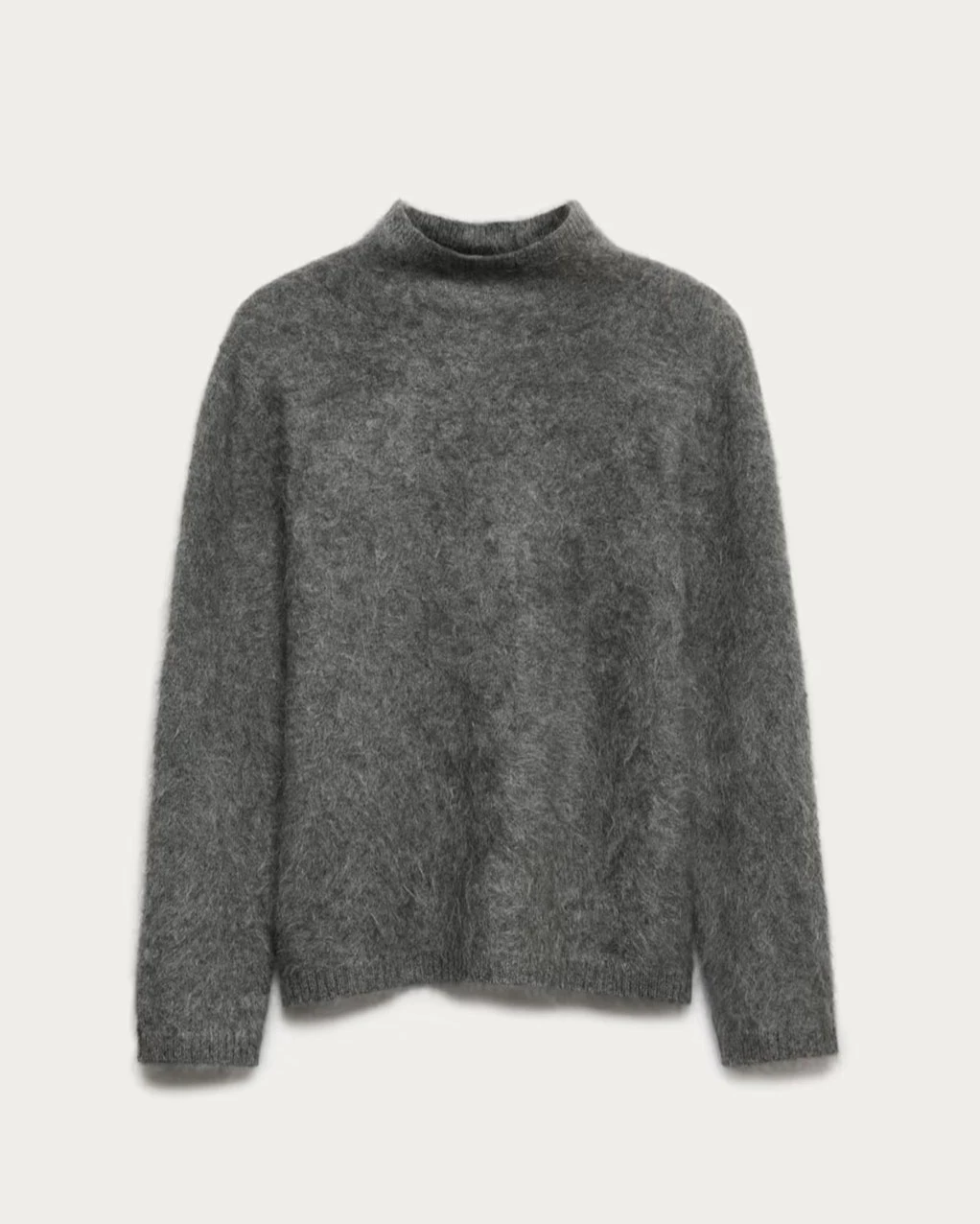 Grey cashmere funnel-neck jumper