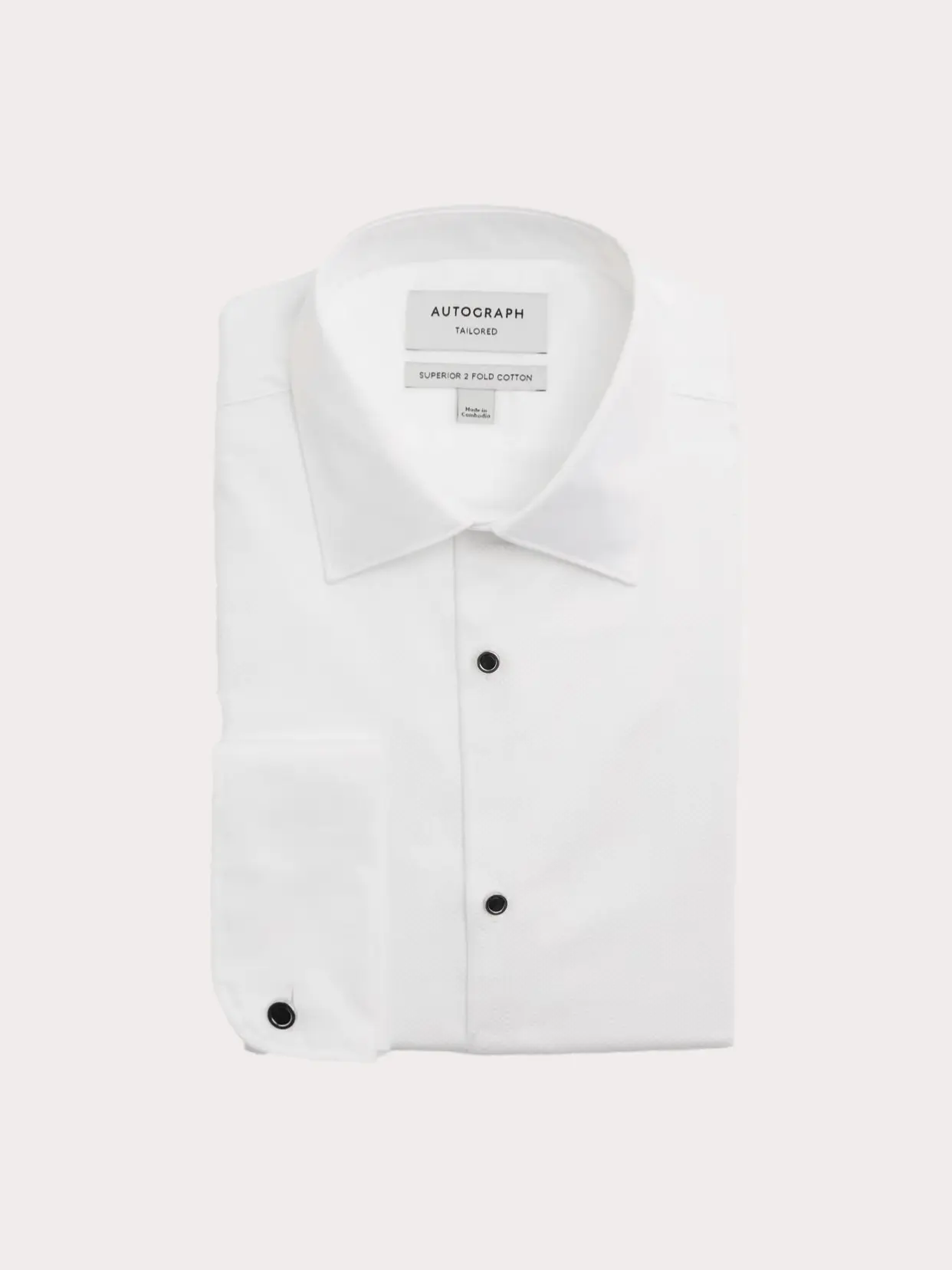 White shirt with black buttons 