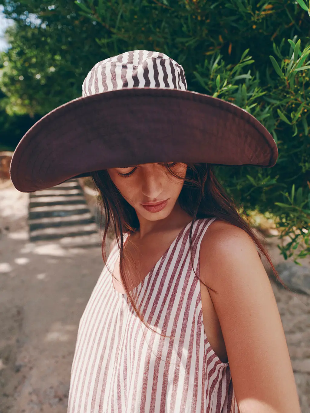 Woman in striped hat
