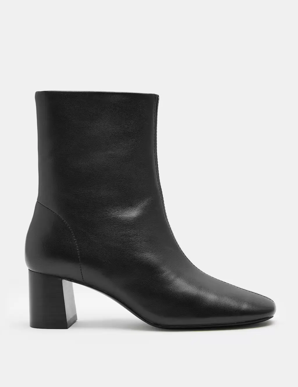 Leather Block Heel Sock Boots