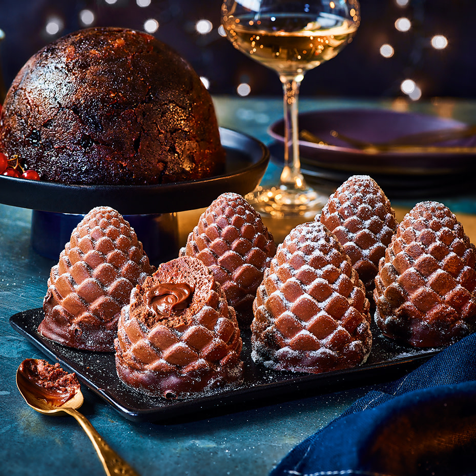 Chocolate Pine cones and choc pudding