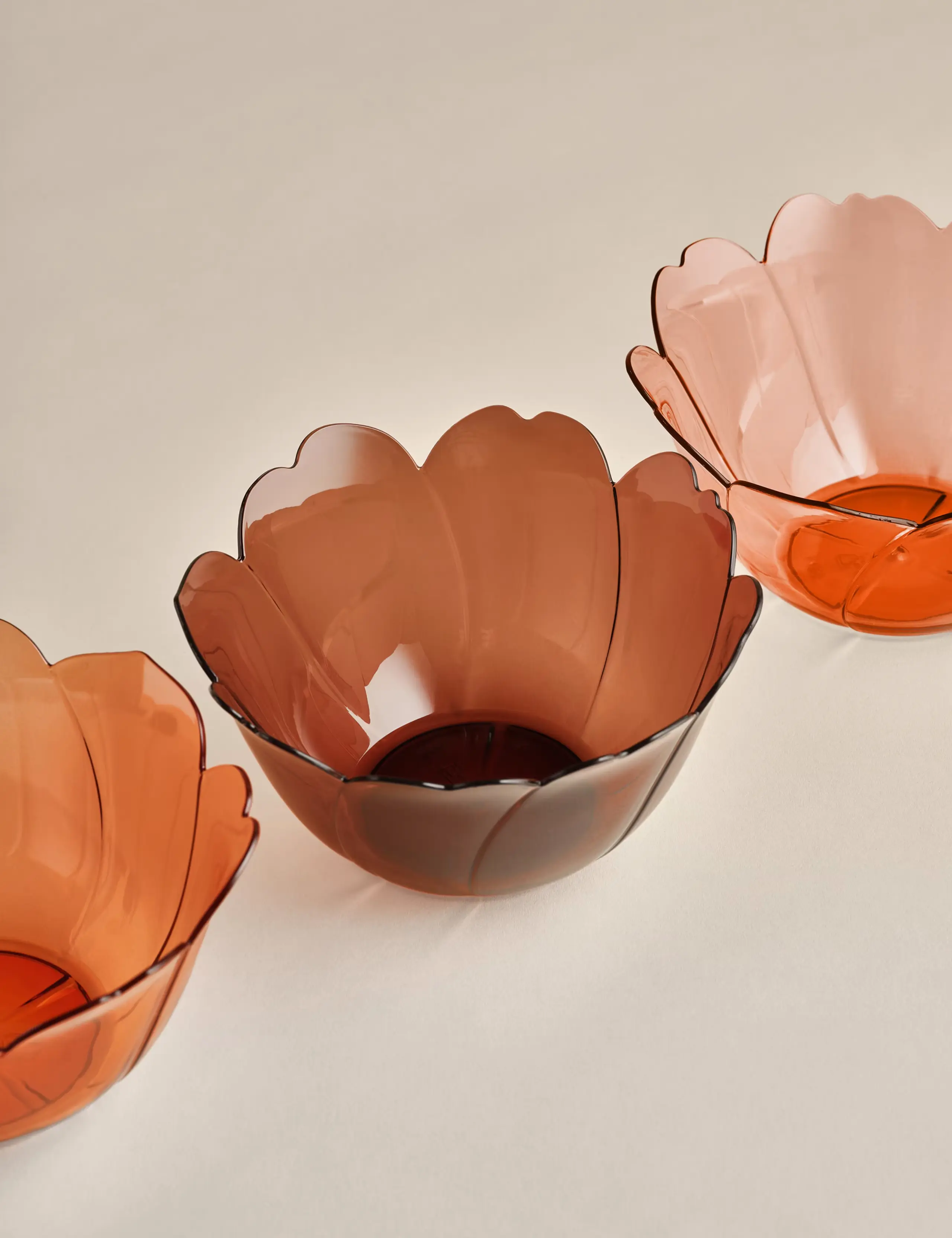 Brown flower shape nibble bowls