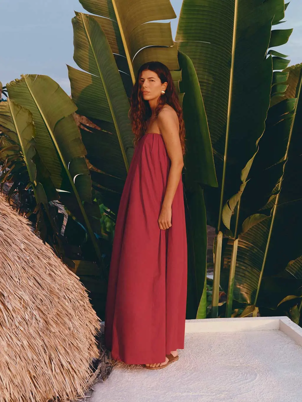 Woman in red dress