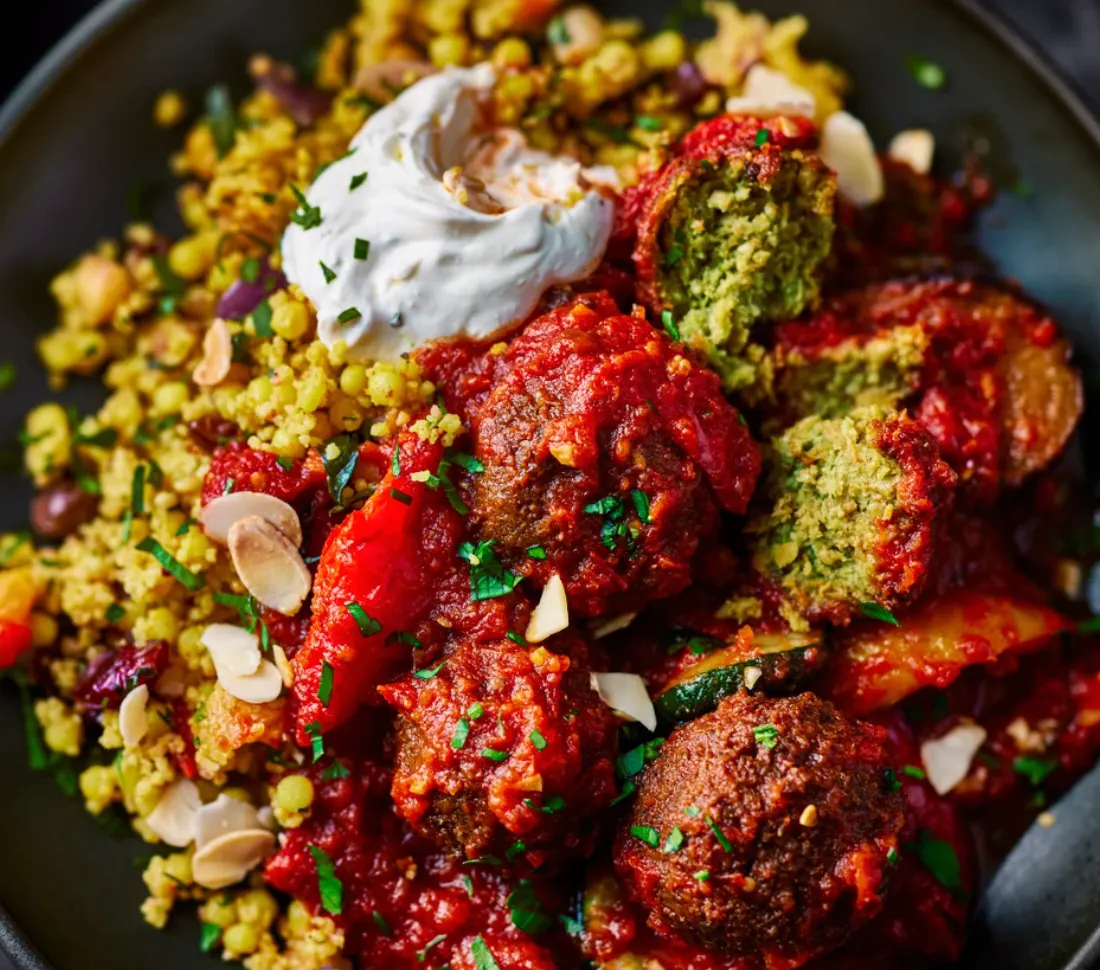 Falafel and harissa stew