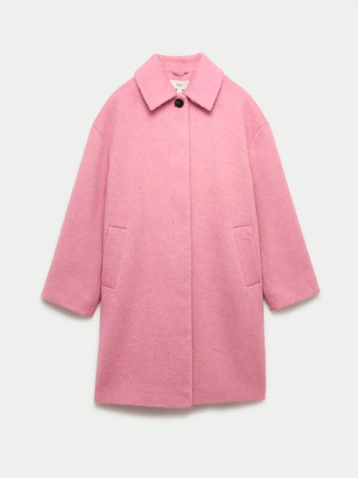Pink coat with collar and side pockets
