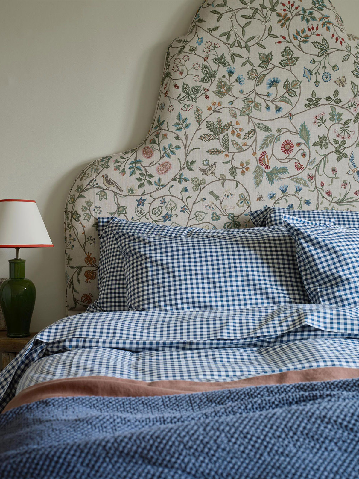 Green striped bedding
