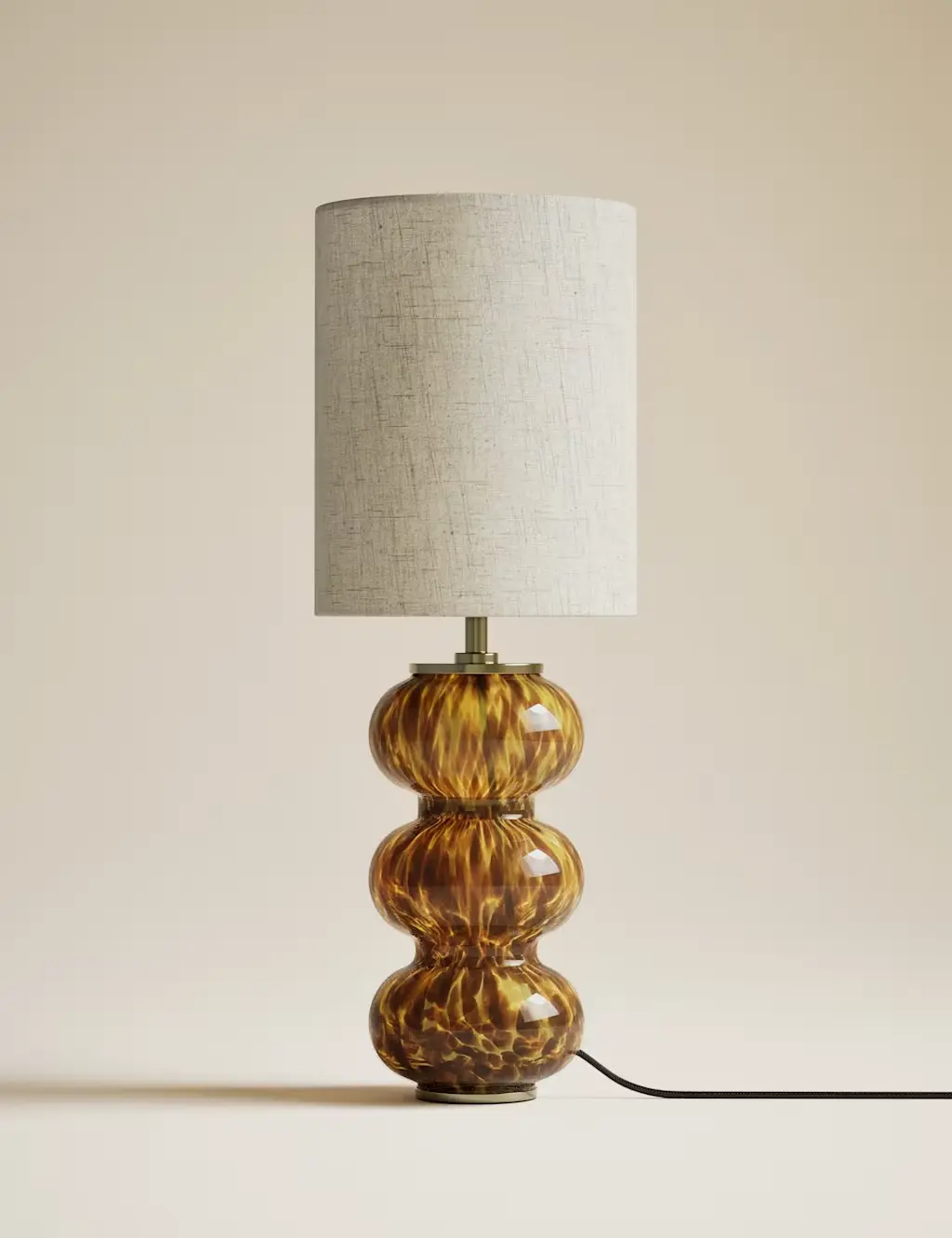 Tortoise shell glass twist base table lamp
