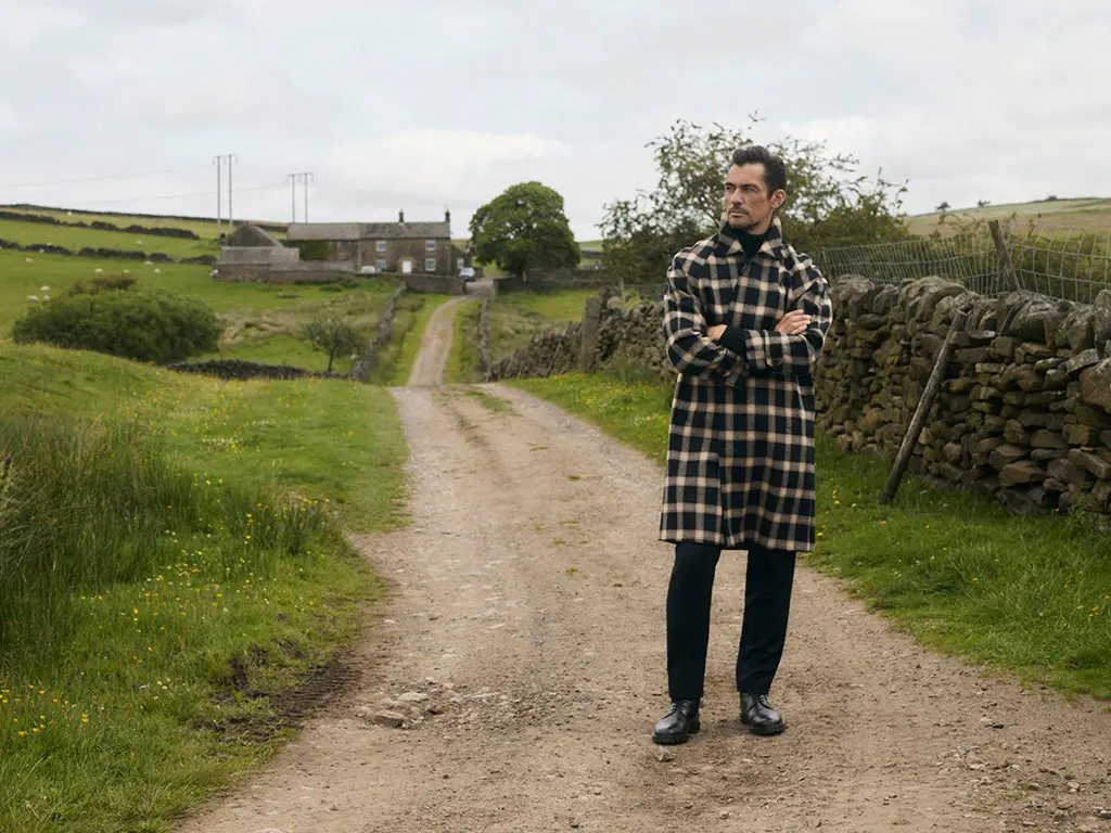 David Gandy in Jaeger wearing checked coat