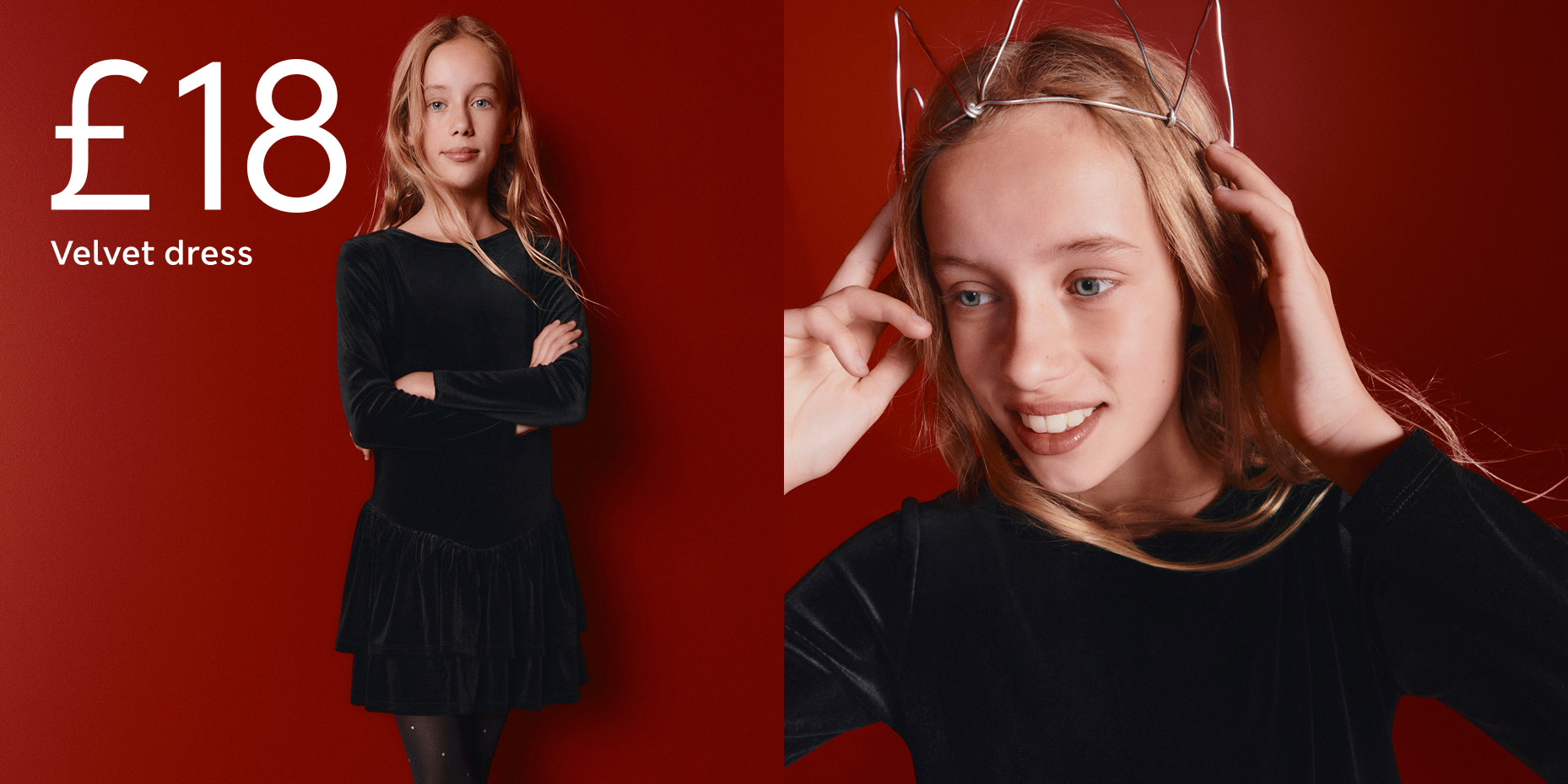 Girl in black velvet dress