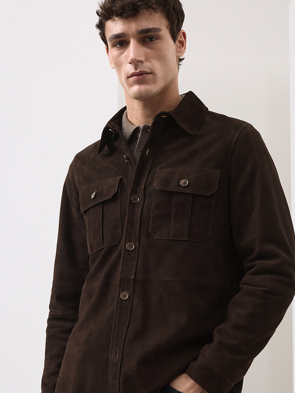 Man wearing Suede Overshirt
