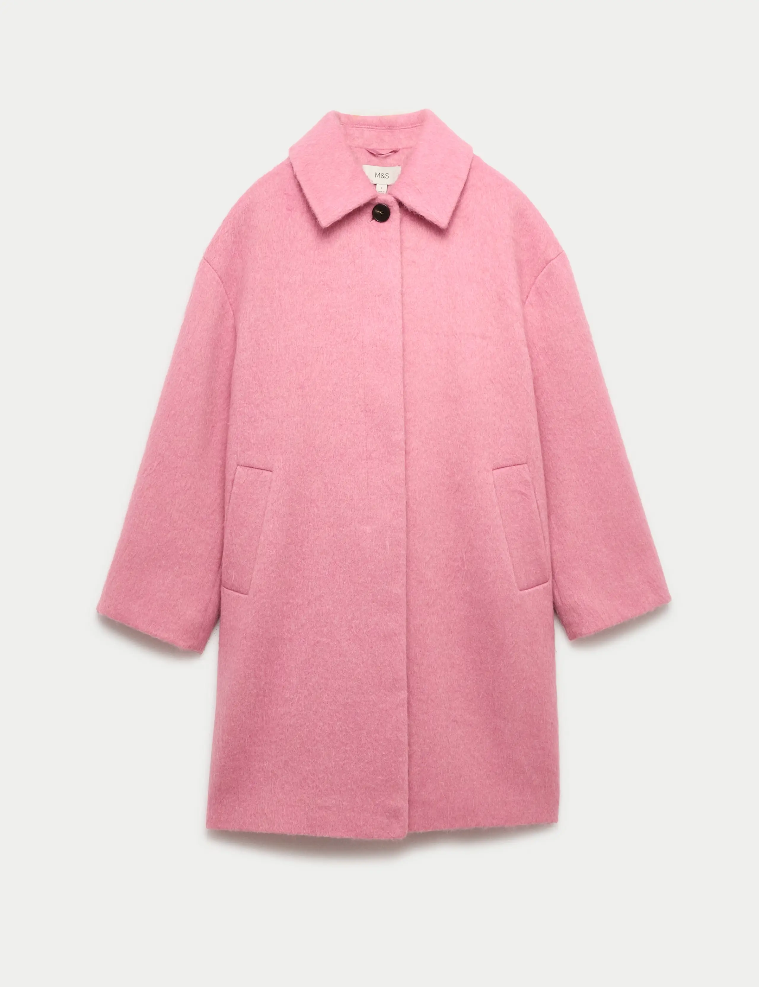 Pink brushed coat with wool