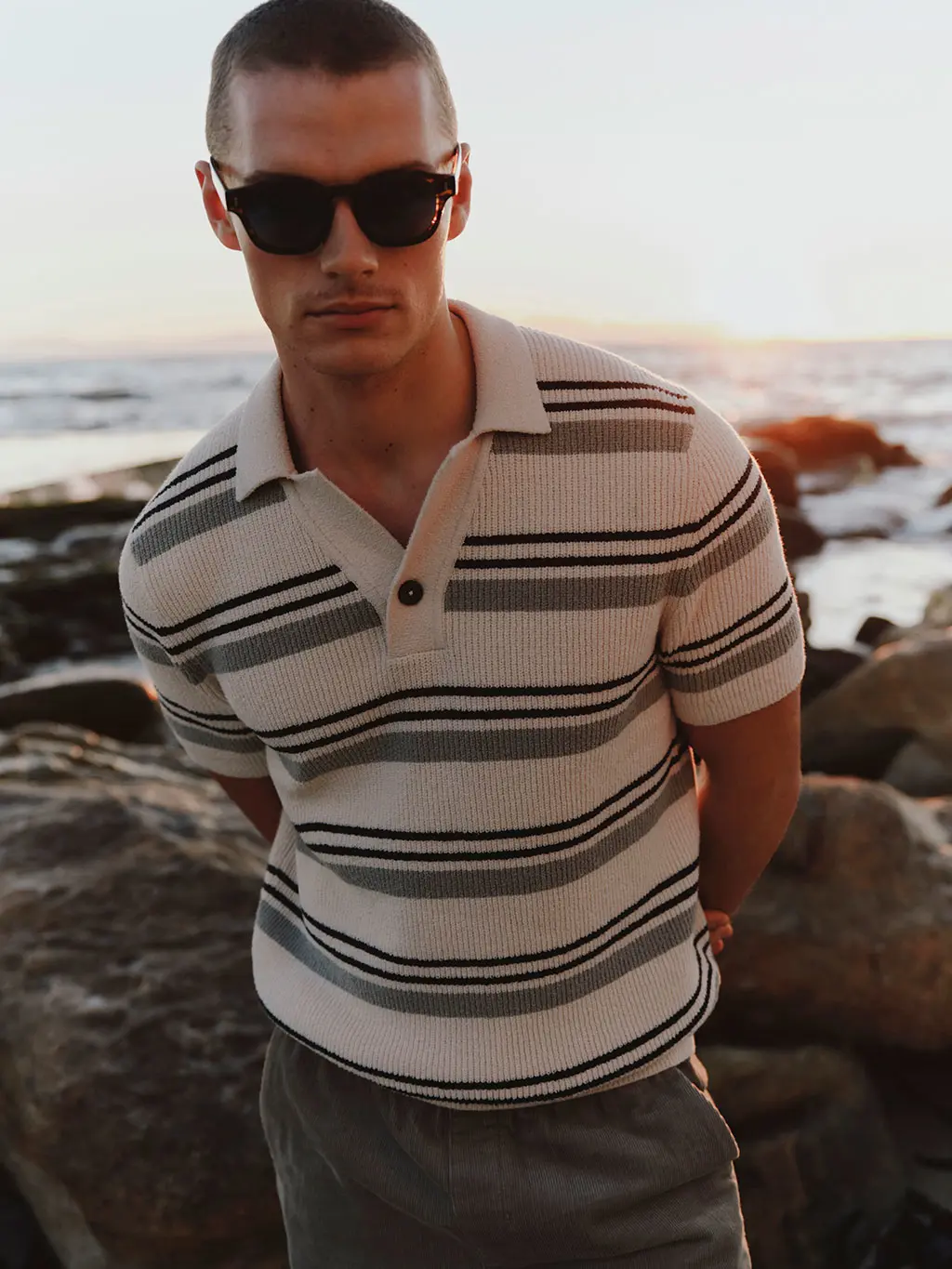 Man in sunglasses on beach