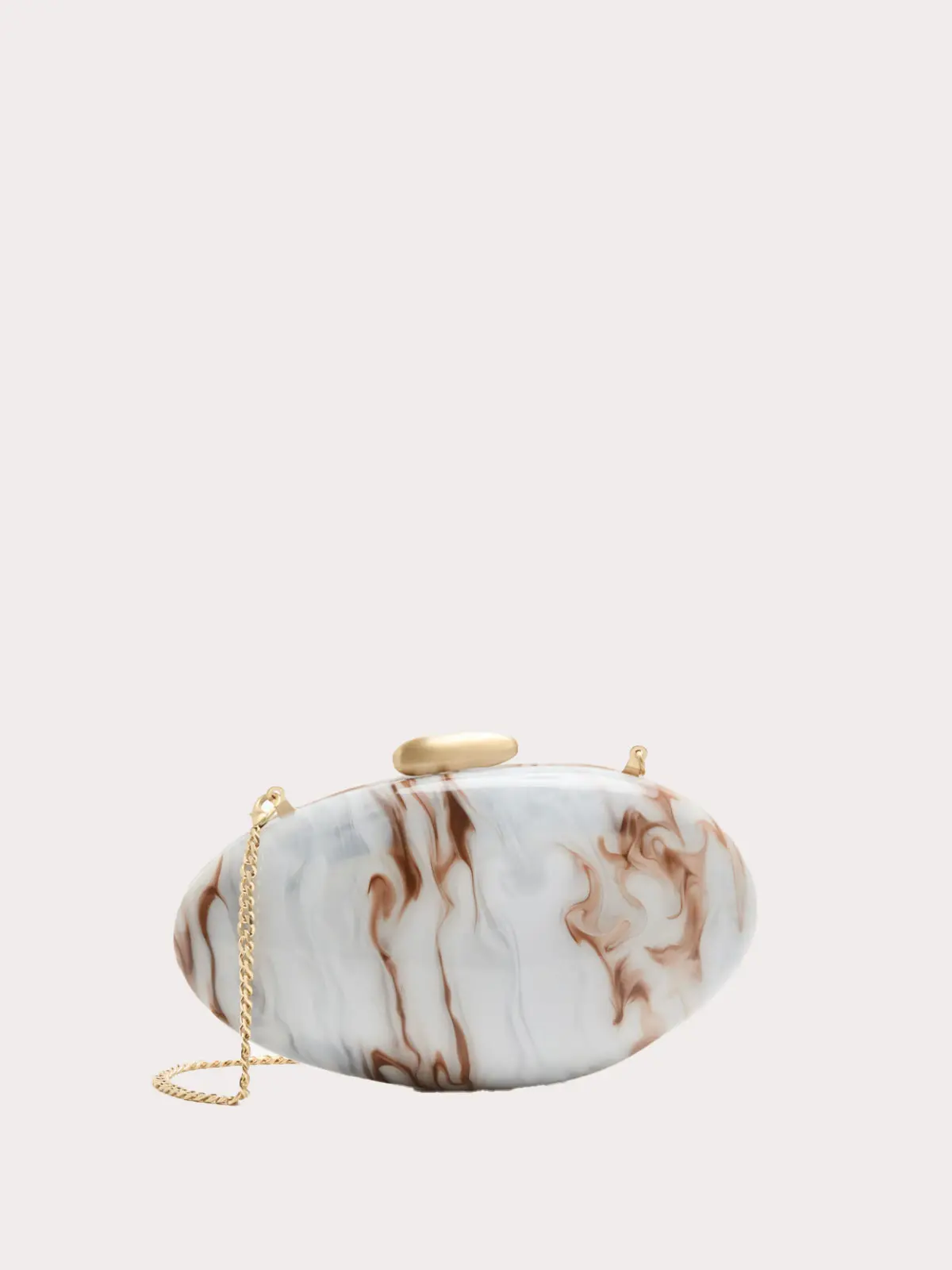 Marble clutch bag with gold chain strap