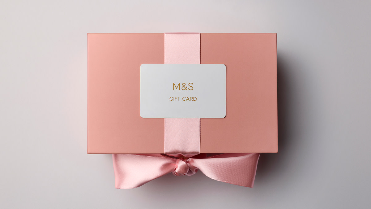 Gift card on top of pink box