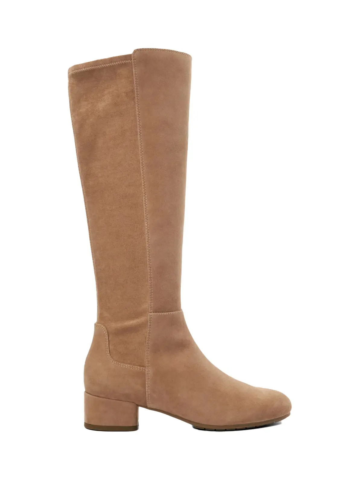 Suede camel brown knee-high boot