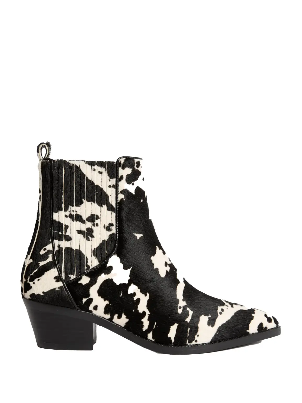 Animal print Western-style boot with low block heel and pointed toe