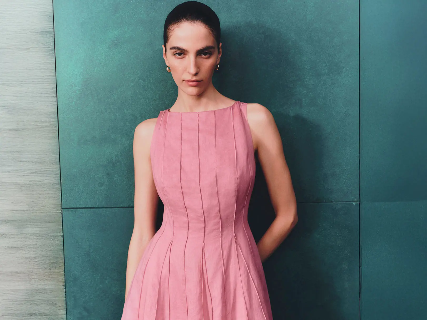 Woman wearing pink Autograph dress