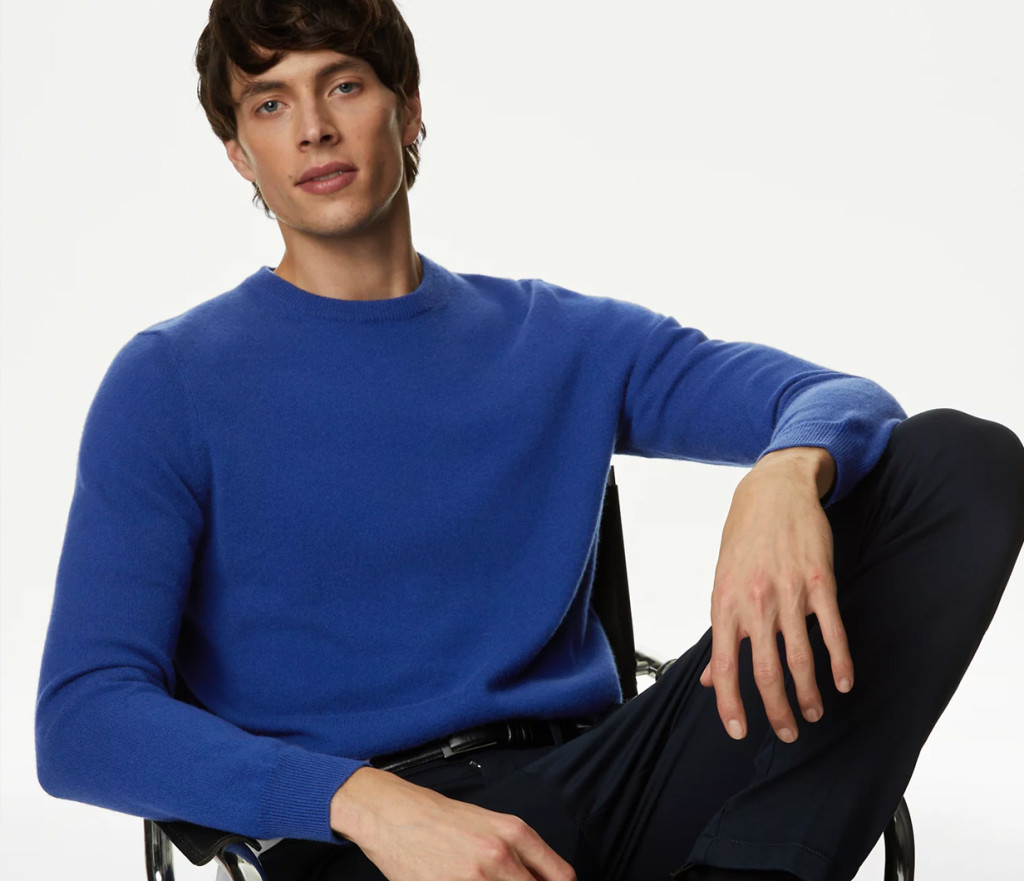 Mens Cashmere Crewneck Sweater Periwinkle