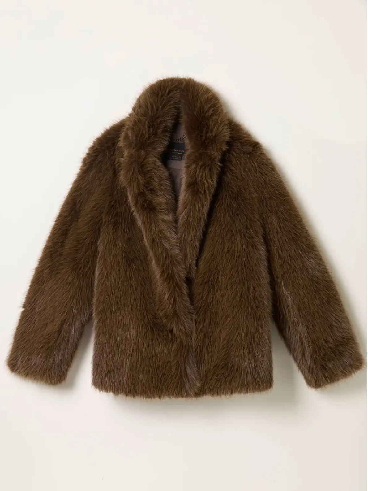 Brown cropped faux fur coat